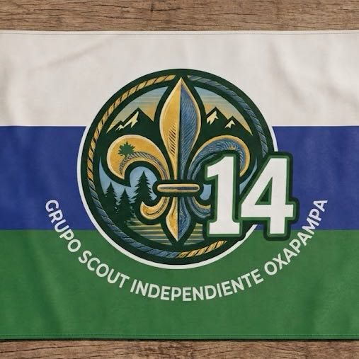 Bandera del grupo con el emblema de la flor de lis y el número 14
